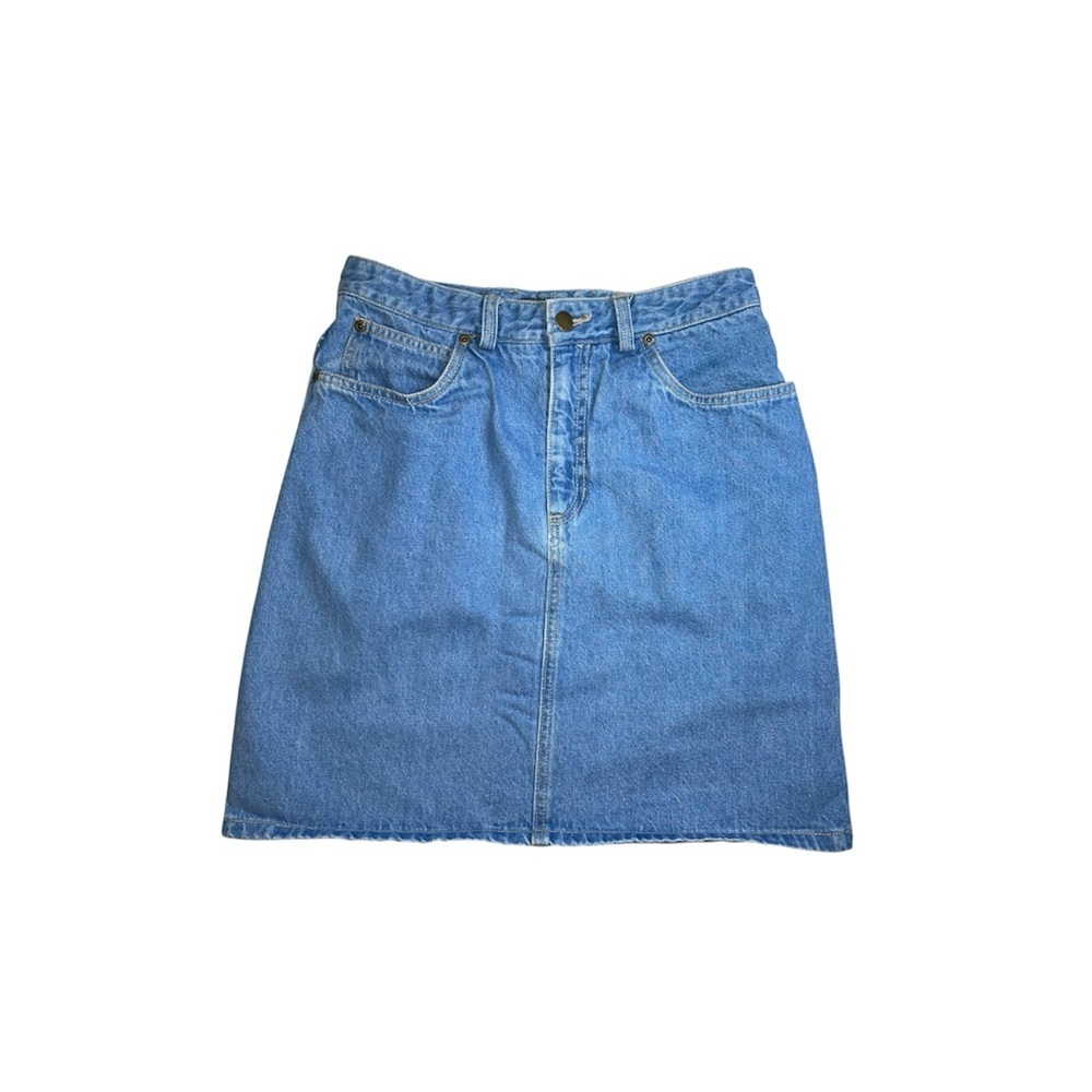 Vintage Lizwear Denim Skirt Made in USA High Rise Blue Jean Medium Wash